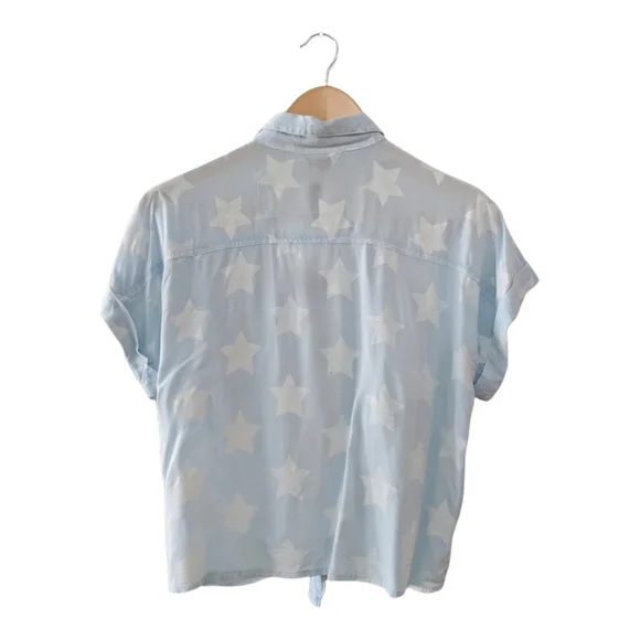 Sim & Sam Star Print Tie Front Hem Top XL - Picture 2 of 4